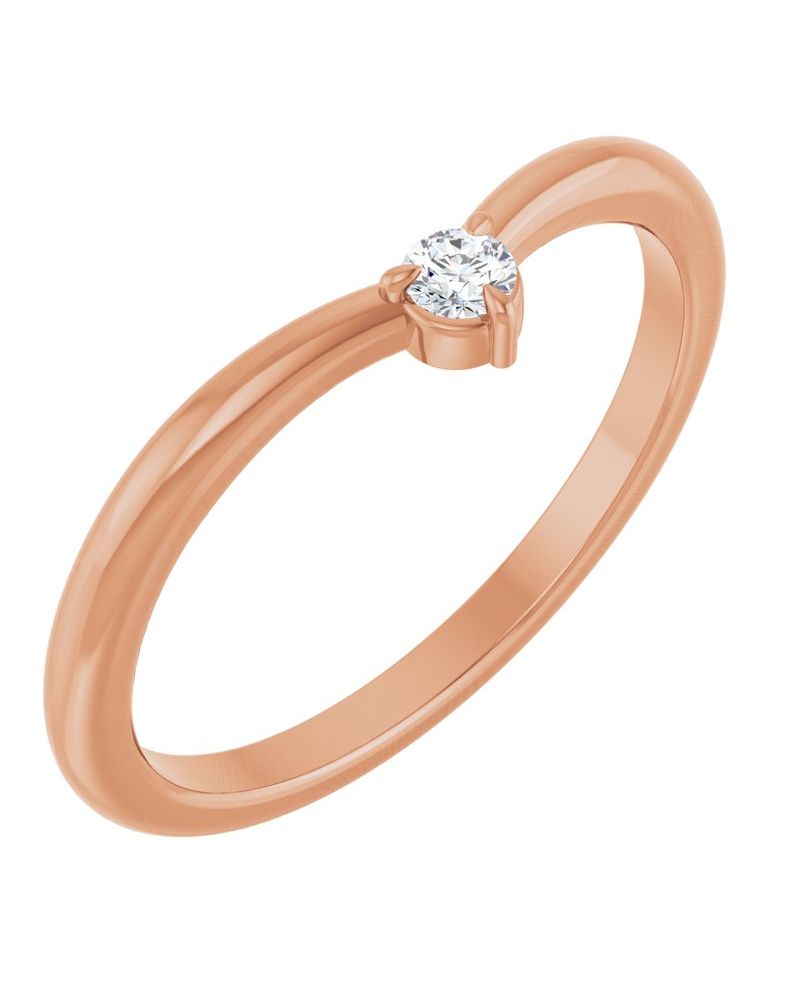 Anel em V Empilhável em Ouro 14k com Diamantes Naturais