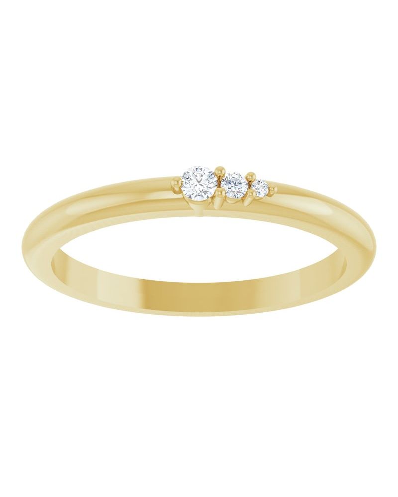 Anel Degradê Empilhável em Ouro 14k com Diamantes Naturais