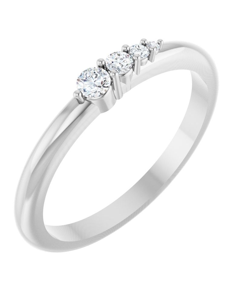 Anel Degradê Empilhável em Ouro 14k com Diamantes Naturais