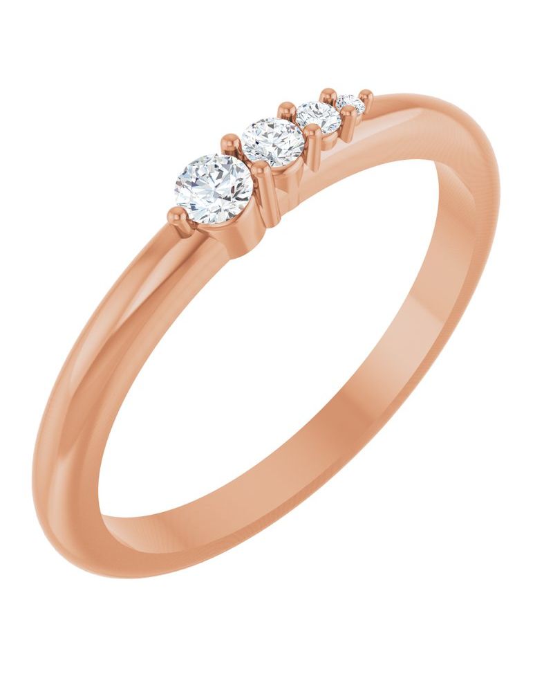 Anel Degradê Empilhável em Ouro 14k com Diamantes Naturais