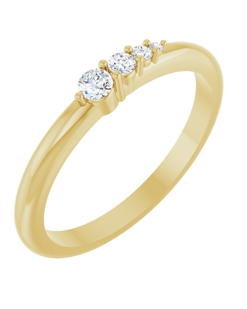 Anel Degradê Empilhável em Ouro 14k com Diamantes Naturais
