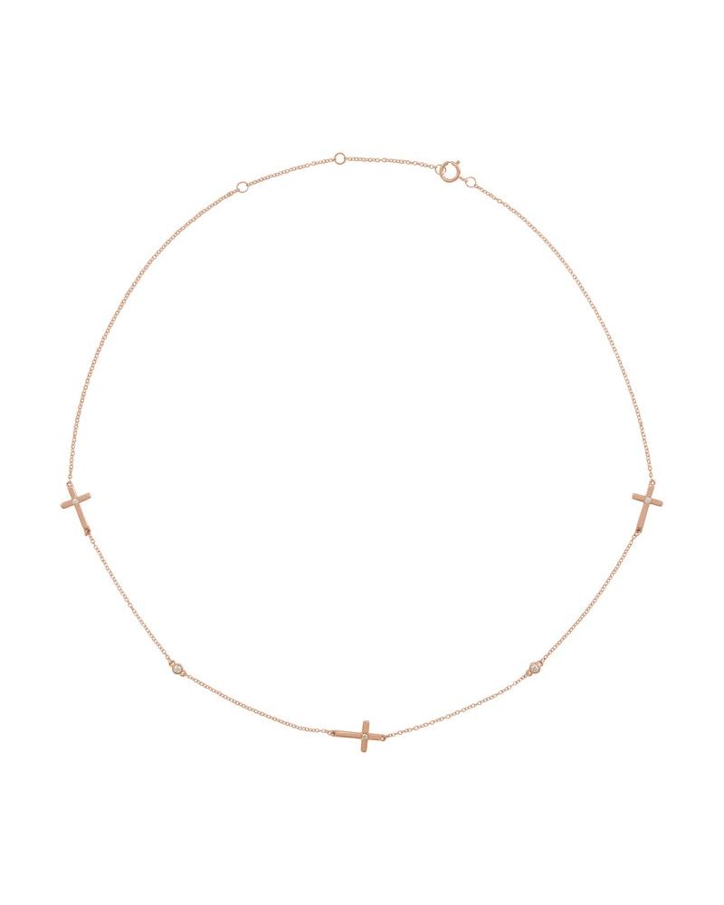 Colar Cruz Estações em Ouro 14k com Diamantes Naturais – Modelo 3