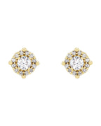 Brinco Halo em Ouro 14k com Diamantes Naturais