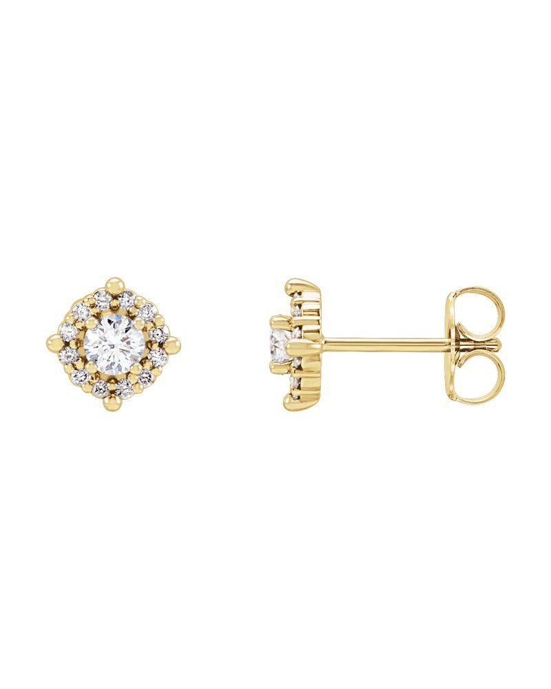 Brinco Halo em Ouro 14k com Diamantes Naturais