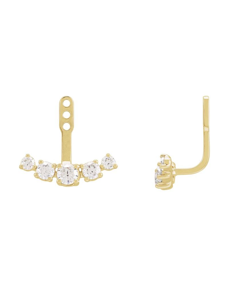 Jaqueta para Brinco Barra em Ouro 14k com Diamantes de Laboratório