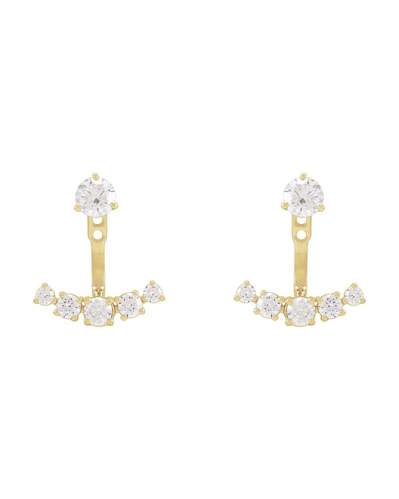 Jaqueta para Brinco Barra em Ouro 14k com Diamantes de Laboratório