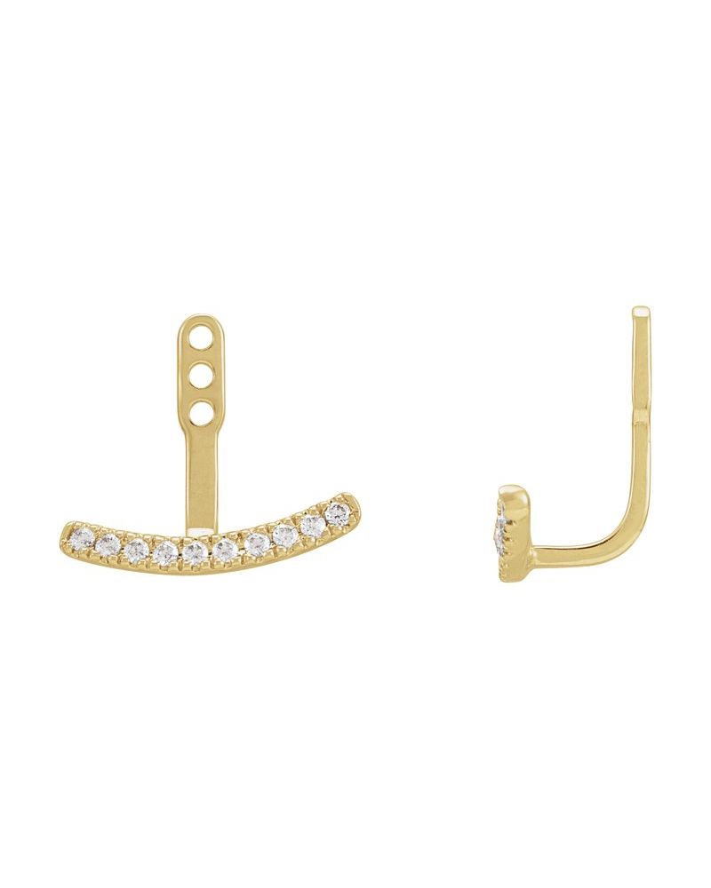 Jaqueta para Brinco Barra Curva em Ouro 14k com Diamantes de Laboratório