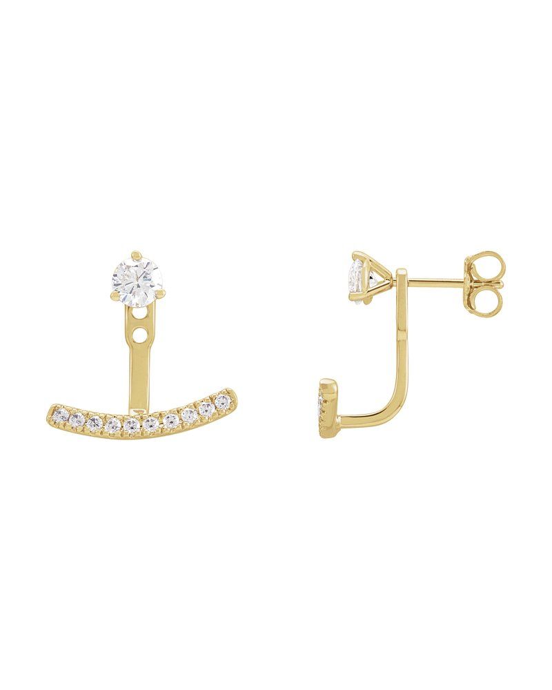 Jaqueta para Brinco Barra Curva em Ouro 14k com Diamantes de Laboratório