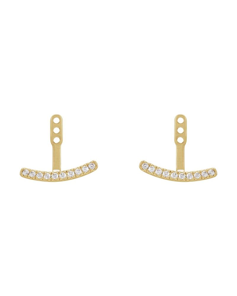 Jaqueta para Brinco Barra Curva em Ouro 14k com Diamantes de Laboratório