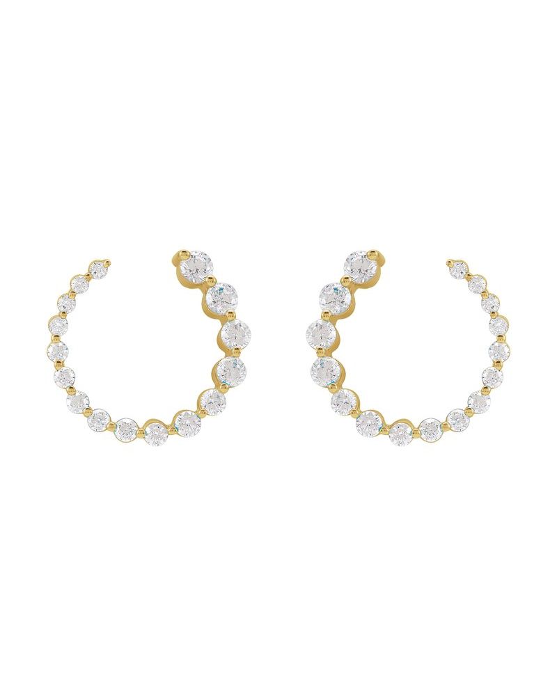 Brinco Frente e Verso em Ouro 14k com Diamantes de Laboratório
