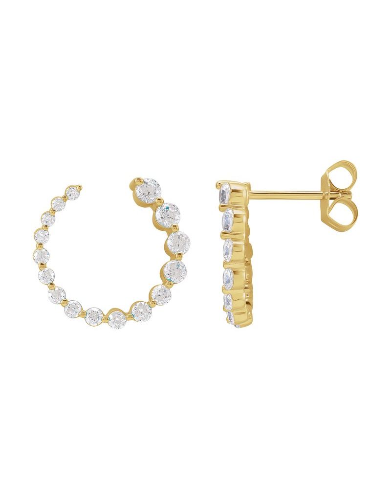 Brinco Frente e Verso em Ouro 14k com Diamantes de Laboratório