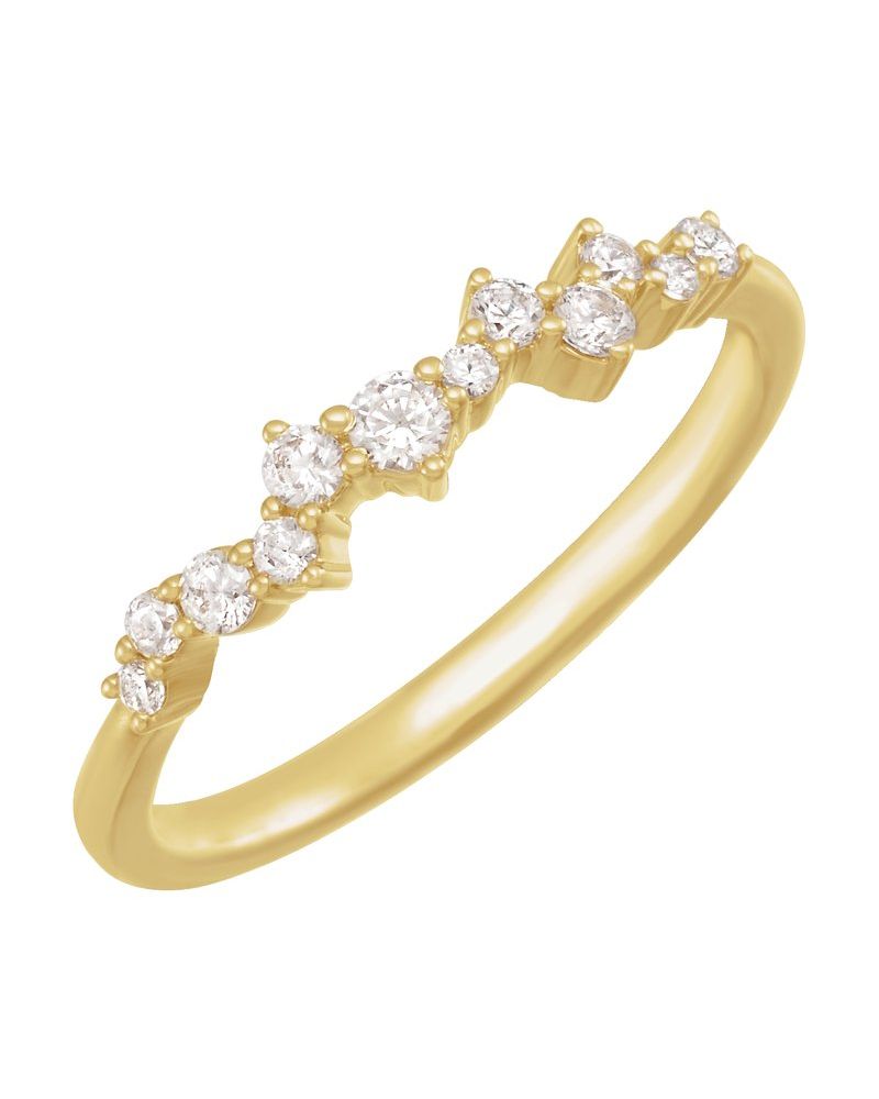 Anel Pontilhado Empilhável em Ouro 14k com Diamantes de Laboratório
