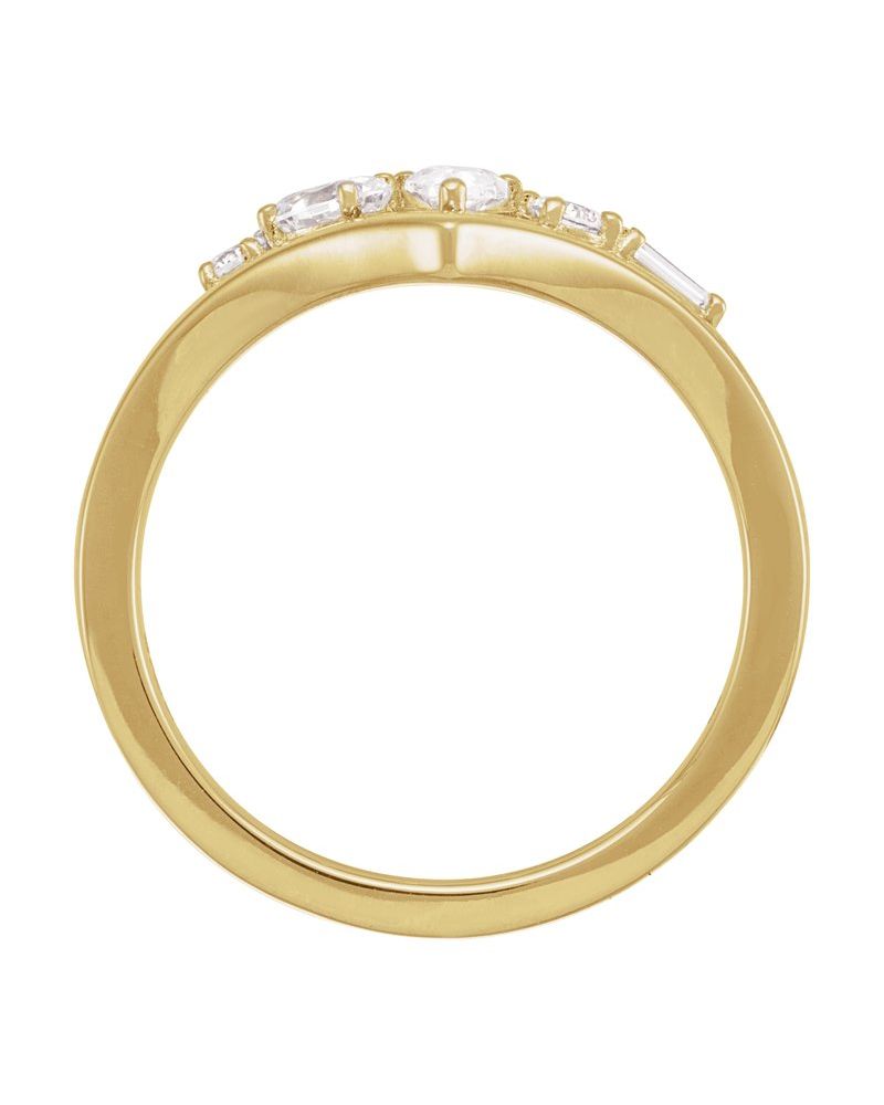 Anel em V em Ouro 14k com Diamantes de Laboratório