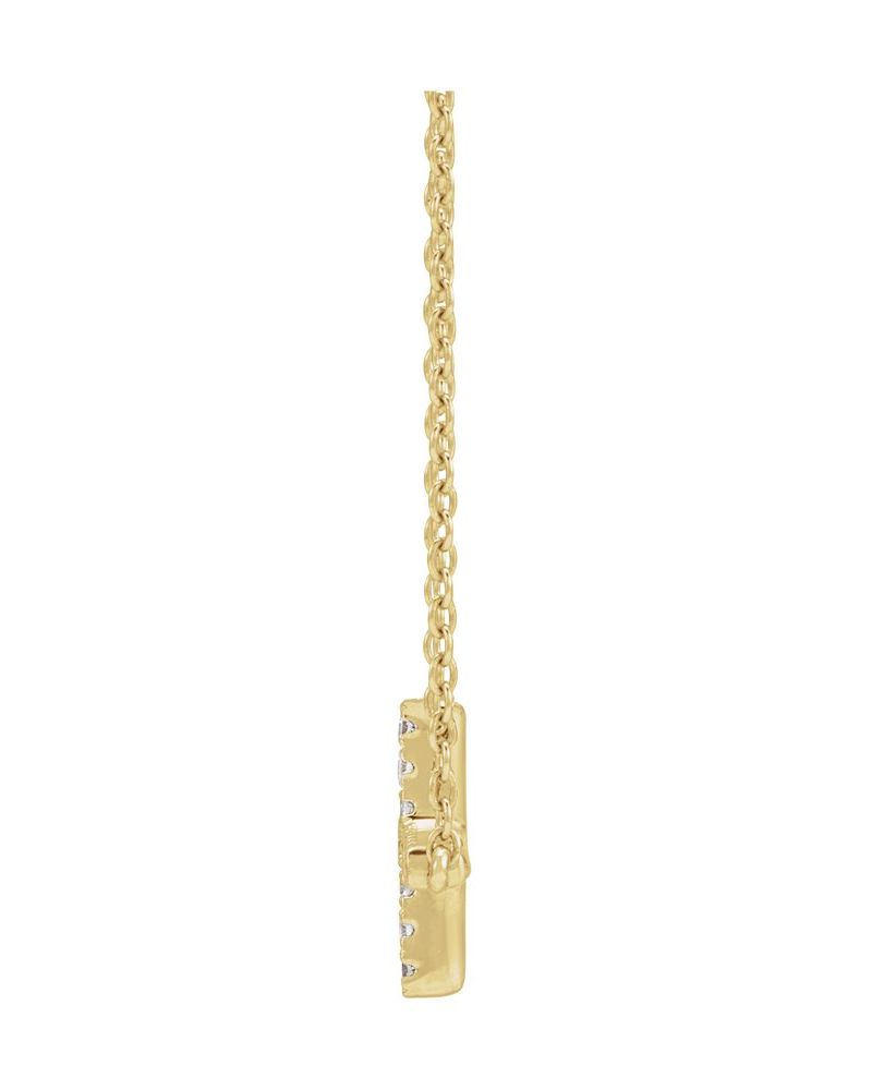 Colar Cruz Horizontal em Ouro 14k com Diamantes de Laboratório – Modelo 3