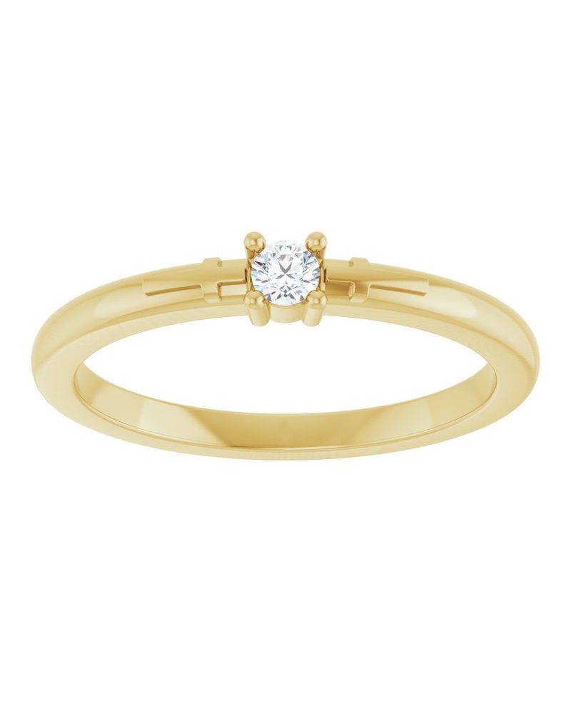 Anel Cruz Compromisso em Ouro 14k com Diamantes Naturais