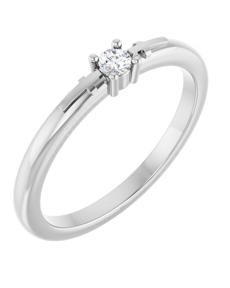Anel Cruz Compromisso em Ouro 14k com Diamantes Naturais