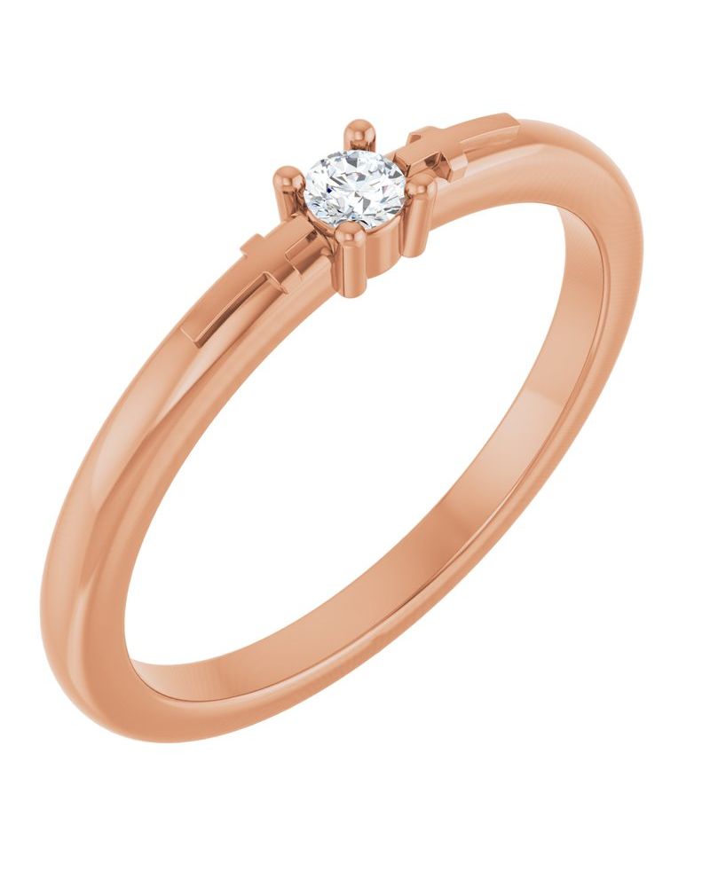 Anel Cruz Compromisso em Ouro 14k com Diamantes Naturais