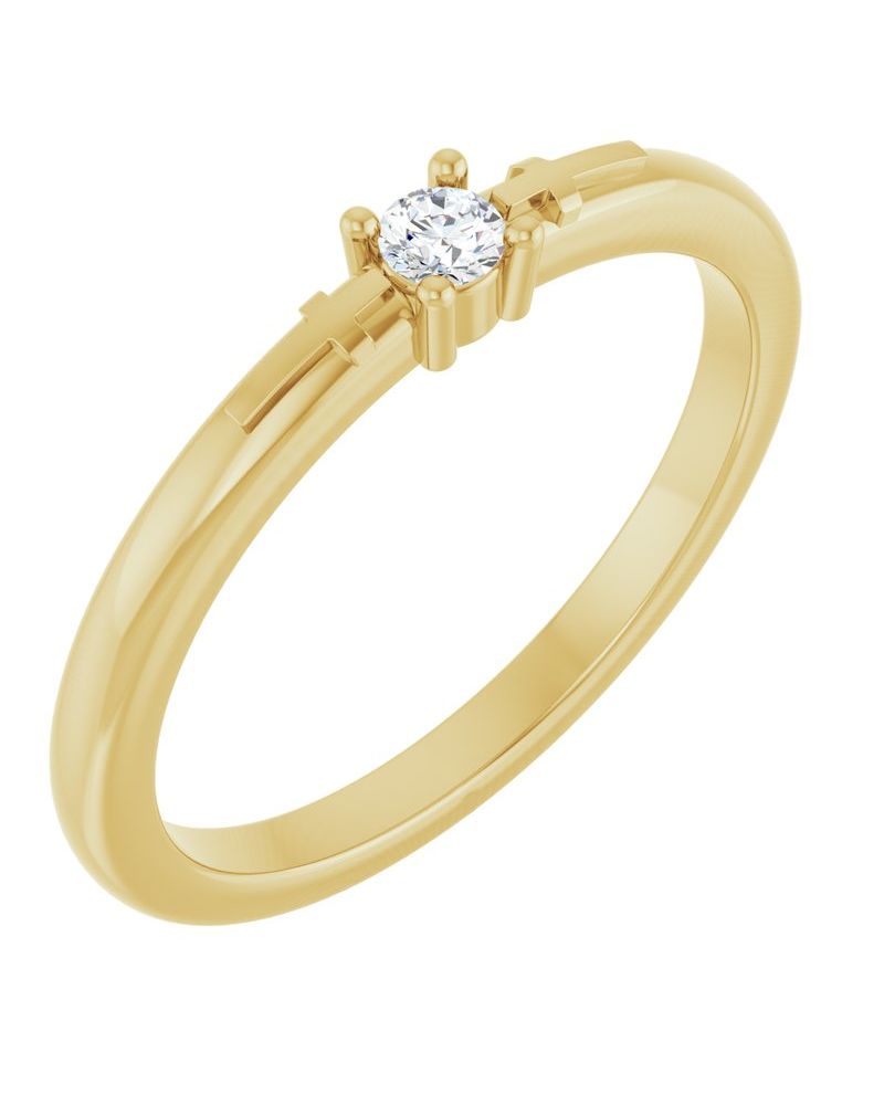 Anel Cruz Compromisso em Ouro 14k com Diamantes Naturais