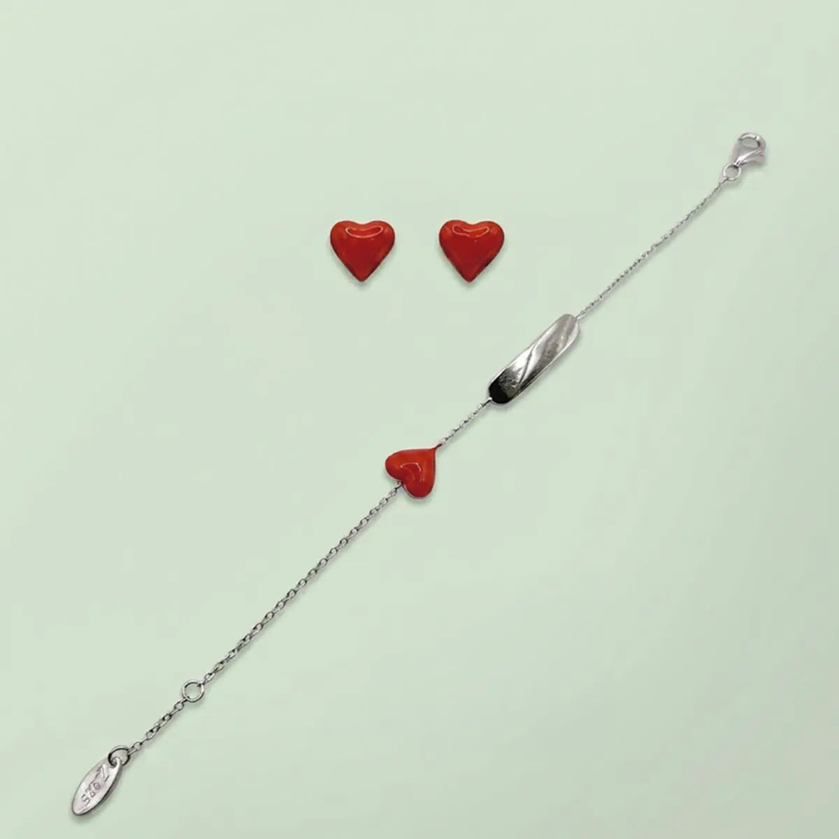 Pulseira de Prata 925 Kids de Coração Esmaltado