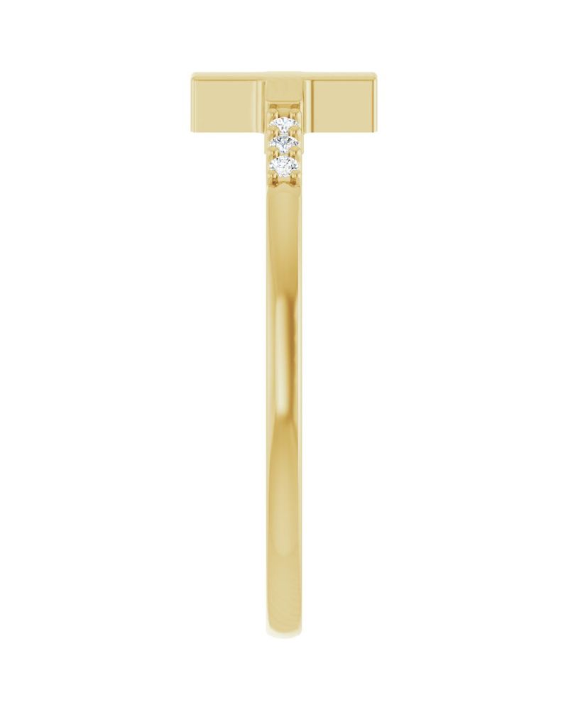 Anel Cruz Horizontal Empilhável em Ouro 14k com Diamantes Naturais