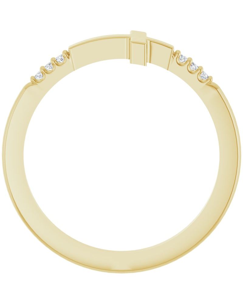 Anel Cruz Horizontal Empilhável em Ouro 14k com Diamantes Naturais