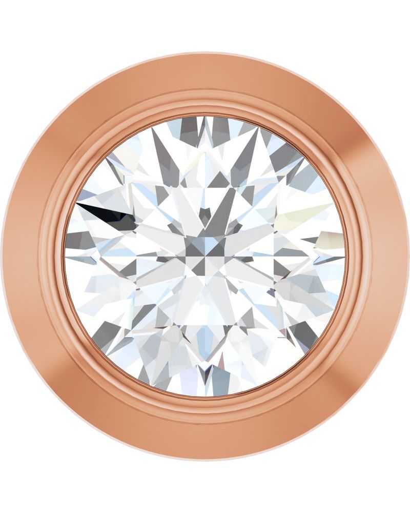 Pingente Passante Redondo com Cravação Bezel em Ouro 14k com Diamantes de Laboratório