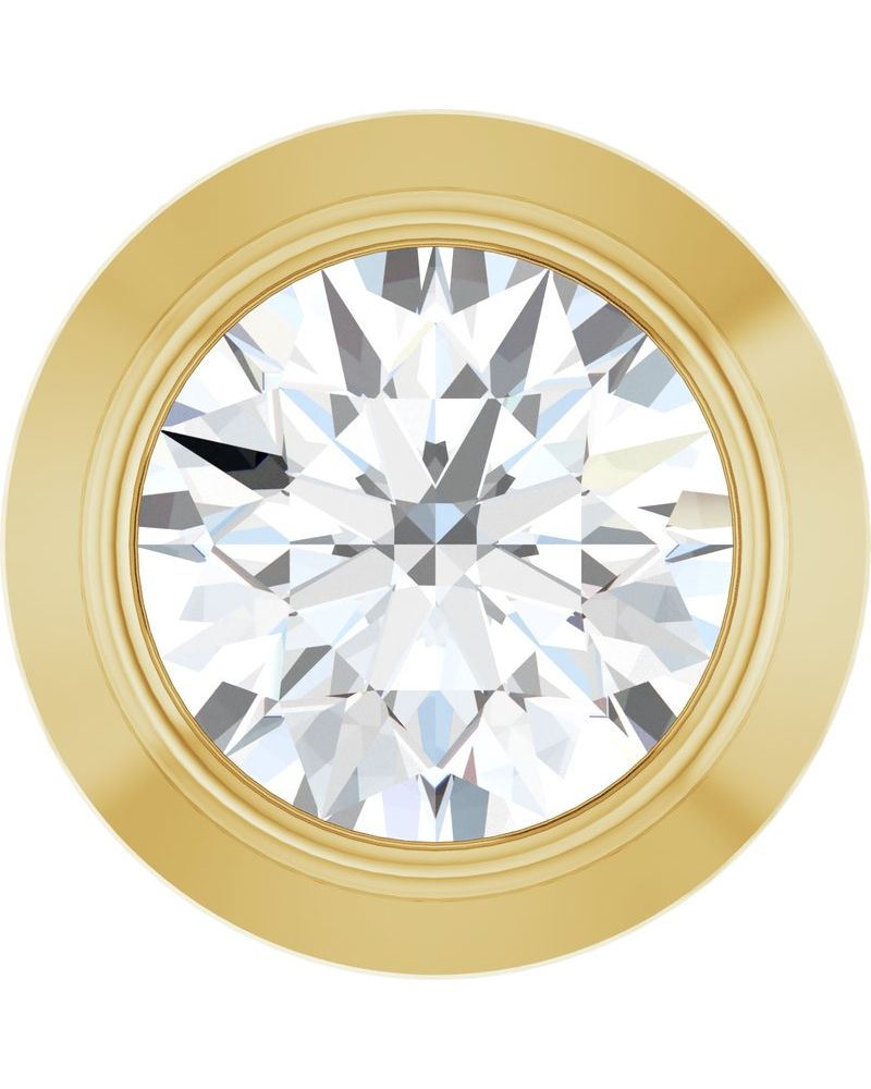 Pingente Passante Redondo com Cravação Bezel em Ouro 14k com Diamantes de Laboratório