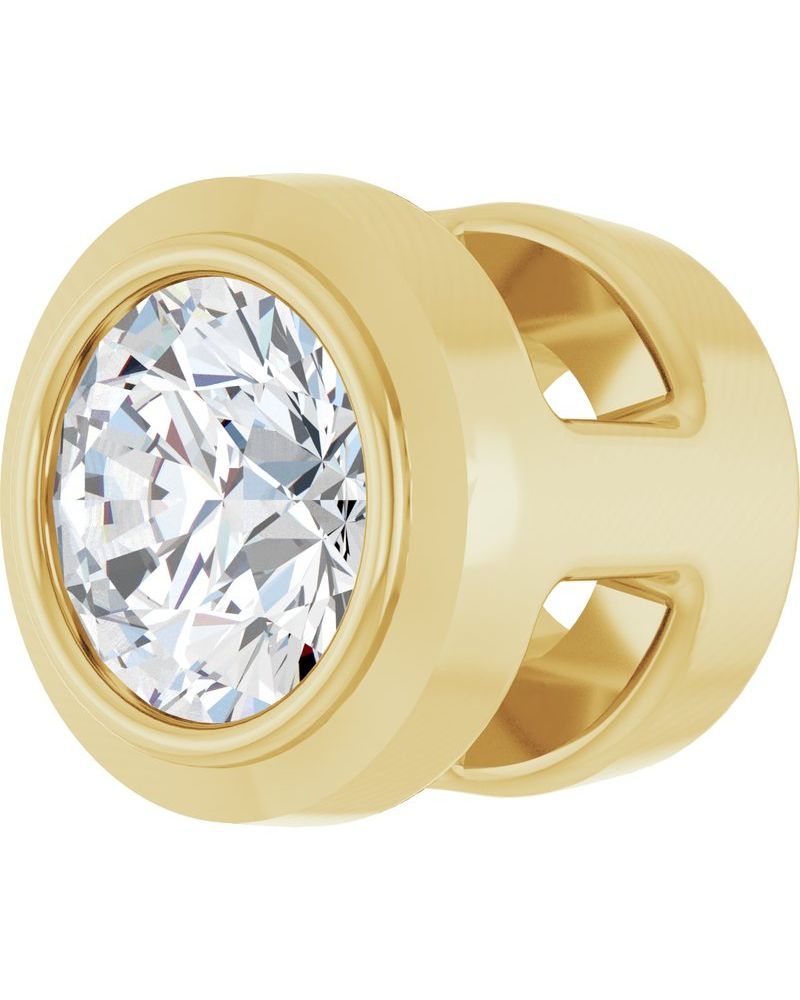 Pingente Passante Redondo com Cravação Bezel em Ouro 14k com Diamantes de Laboratório