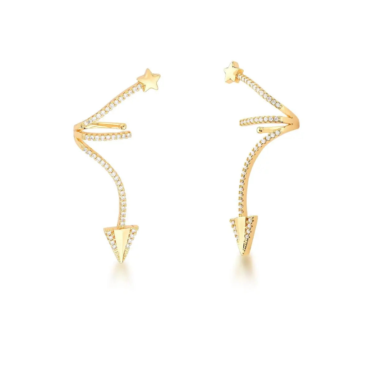 Piercing Folheado a Ouro de Orelha com Flecha e Estrela