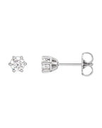 Brinco Ponto de Luz Redondo Seis Garras em Ouro 14k com Diamantes Naturais