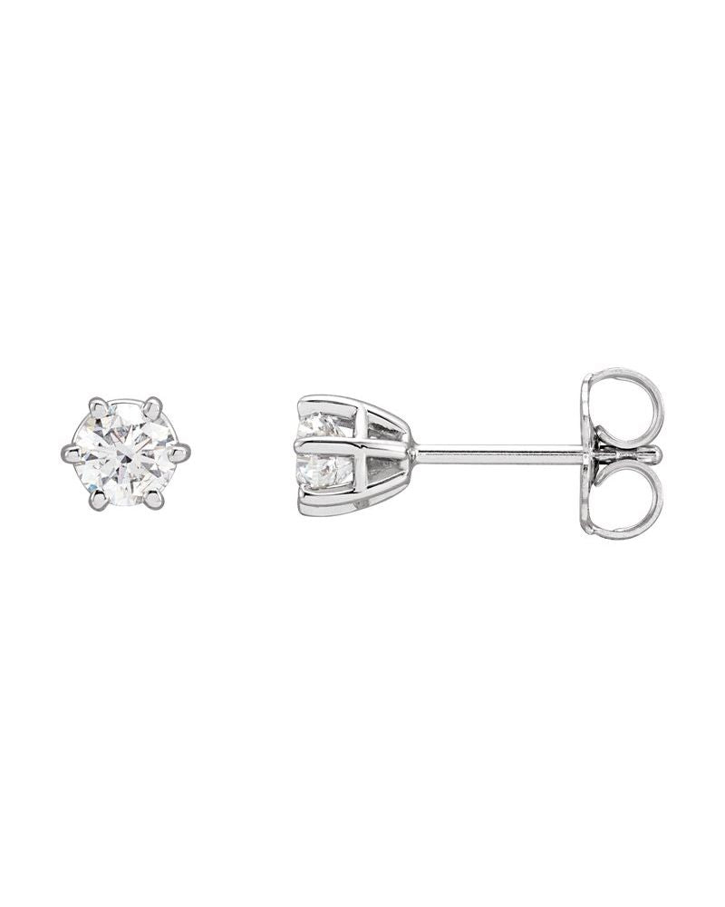 Brinco Ponto de Luz Redondo Seis Garras em Ouro 14k com Diamantes Naturais