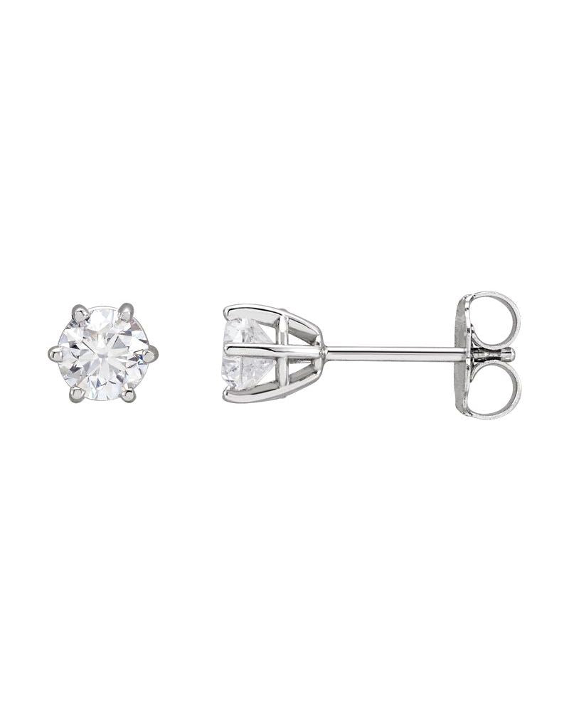 Brinco Ponto de Luz Redondo Seis Garras em Ouro 14k com Diamantes Naturais