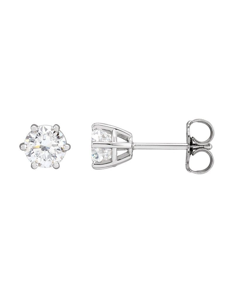 Brinco Ponto de Luz Redondo Seis Garras em Ouro 14k com Diamantes Naturais