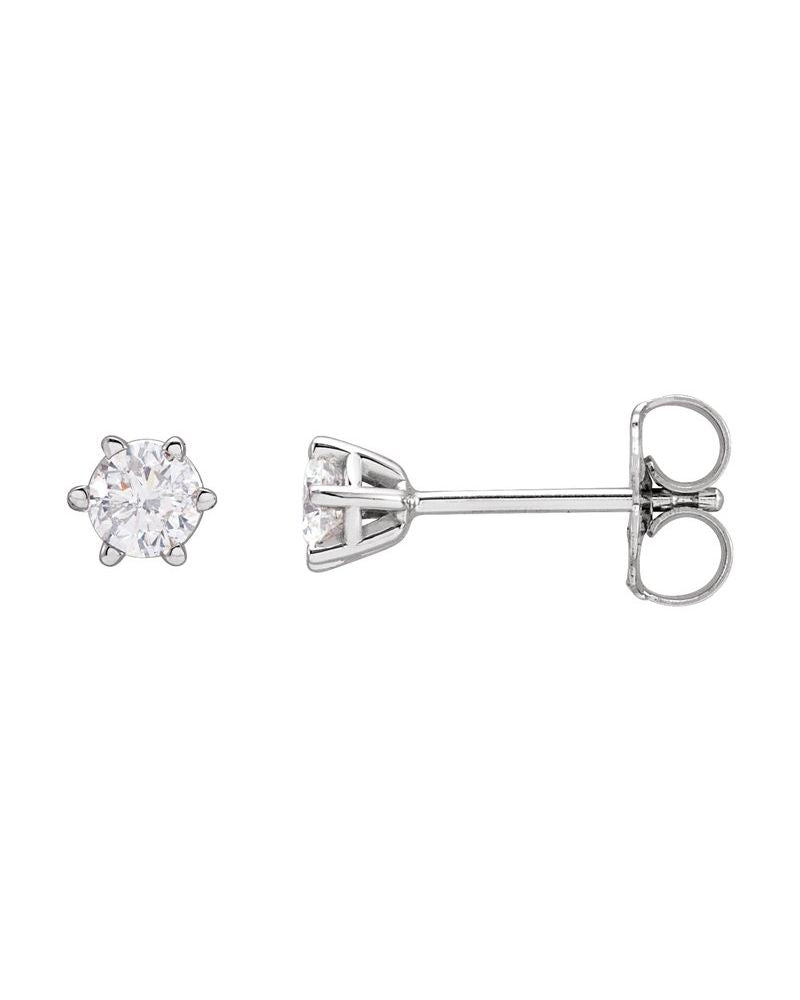 Brinco Ponto de Luz Redondo Seis Garras em Ouro 14k com Diamantes Naturais