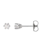 Brinco Ponto de Luz Redondo Seis Garras em Ouro 14k com Diamantes Naturais