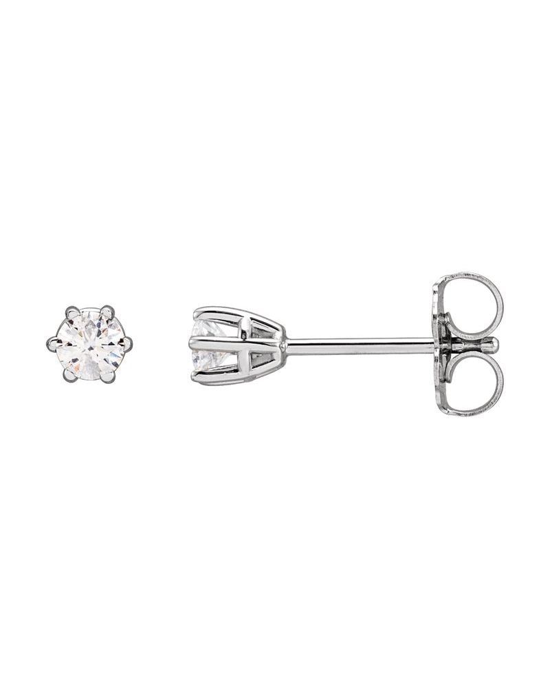 Brinco Ponto de Luz Redondo Seis Garras em Ouro 14k com Diamantes Naturais