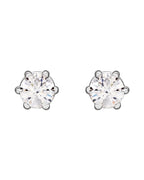 Brinco Ponto de Luz Redondo Seis Garras em Ouro 14k com Diamantes Naturais