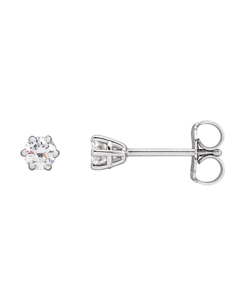 Brinco Ponto de Luz Redondo Seis Garras em Ouro 14k com Diamantes Naturais