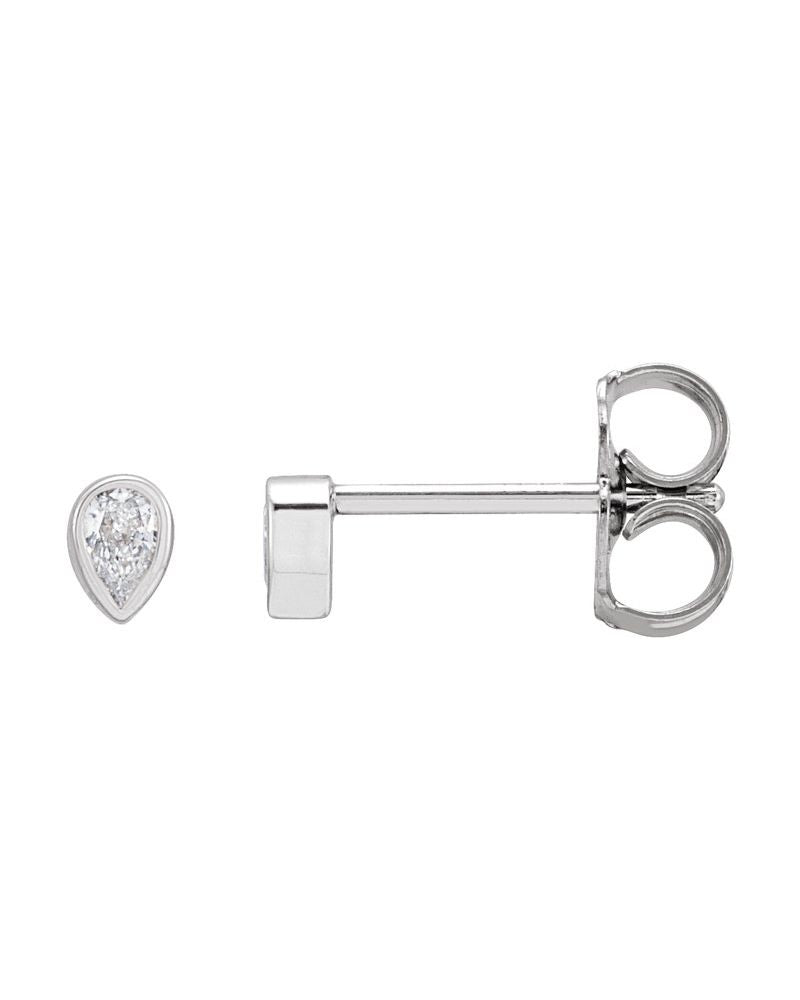 Brinco Ponto de Luz Gota com Cravação Bezel em Ouro 14k com Diamantes Naturais