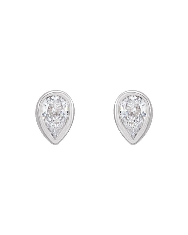 Brinco Ponto de Luz Gota com Cravação Bezel em Ouro 14k com Diamantes Naturais
