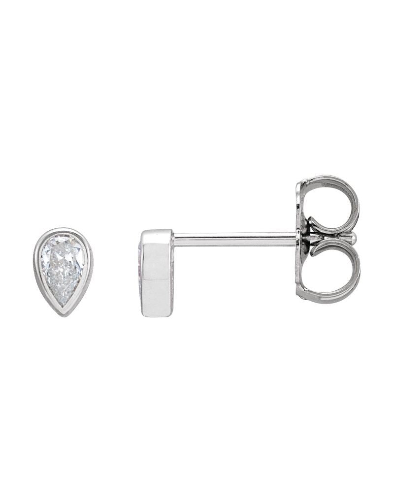 Brinco Ponto de Luz Gota com Cravação Bezel em Ouro 14k com Diamantes Naturais