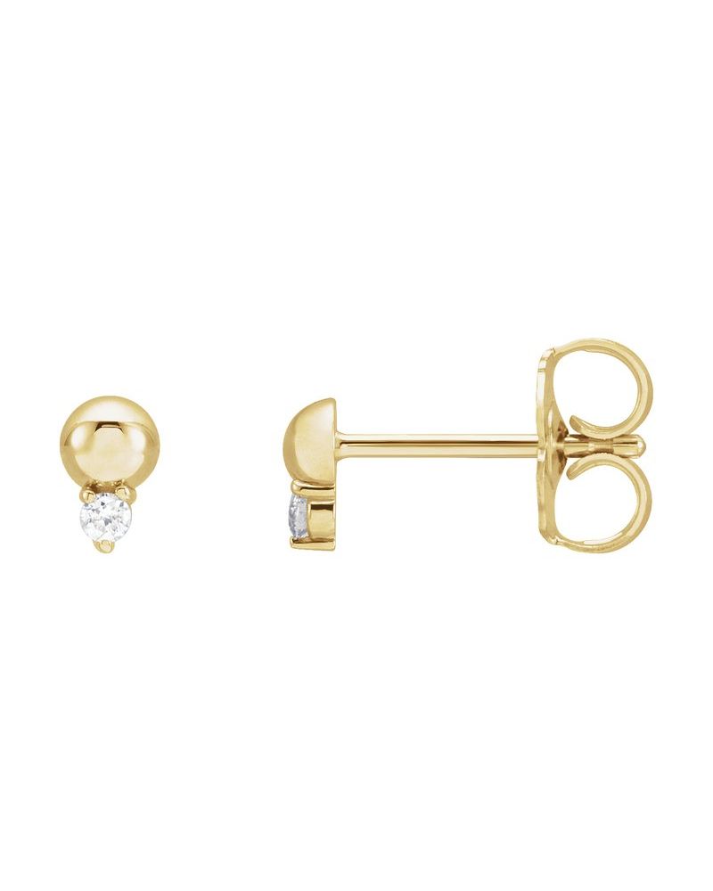 Brinco Bolinha Cravejado em Ouro 14k com Diamantes Naturais