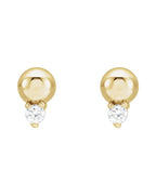 Brinco Bolinha Cravejado em Ouro 14k com Diamantes Naturais