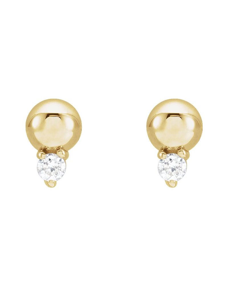 Brinco Bolinha Cravejado em Ouro 14k com Diamantes Naturais
