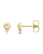Brinco Bolinha Cravejado em Ouro 14k com Diamantes Naturais
