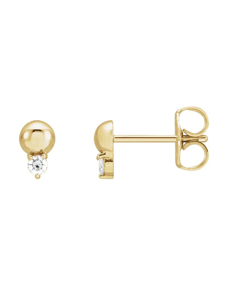 Brinco Bolinha Cravejado em Ouro 14k com Diamantes Naturais