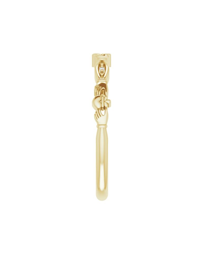 Anel Claddagh em Ouro 14k com Diamantes Naturais