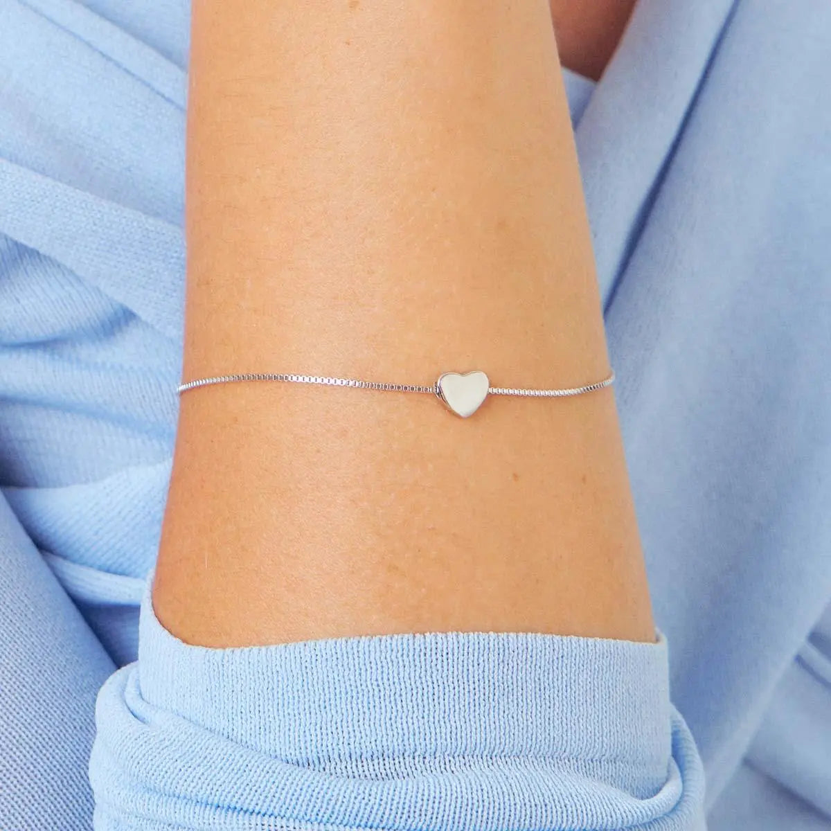 Pulseira de Prata 925 com Pingente de Coração Liso