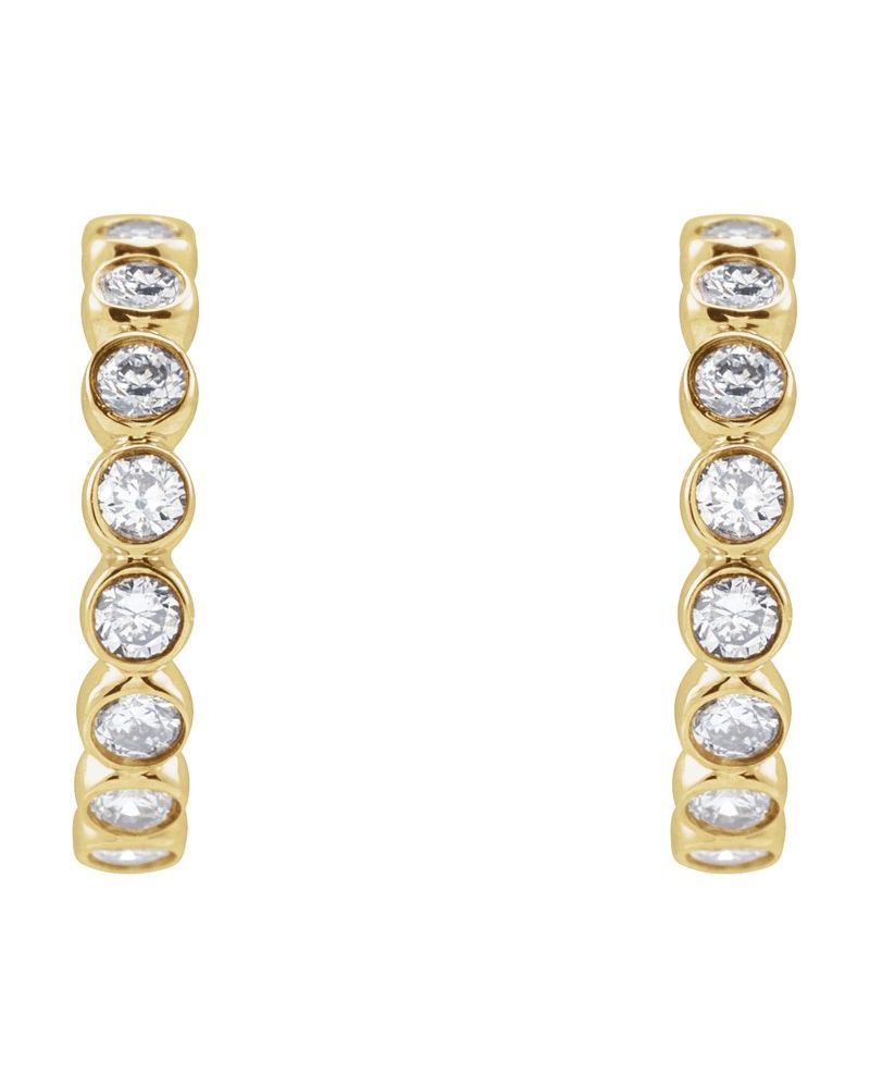 Brinco de Aro com Cravação Bezel em Ouro 14k com Diamantes de Laboratório