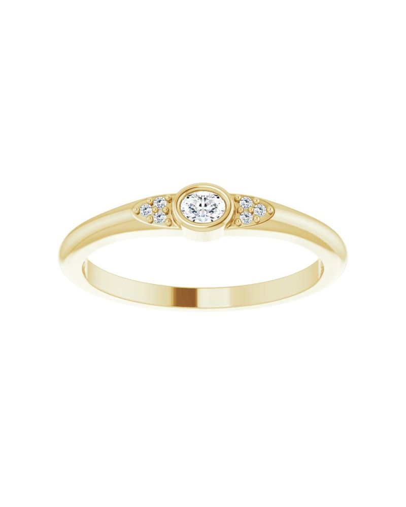 Anel Empilhável com Cravação Bezel em Ouro 14k com Diamantes Naturais